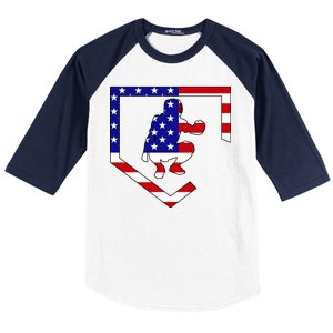 American Baseball Catcher Flag Baseball Sleeve Shirt