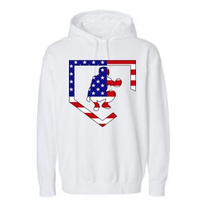 American Baseball Catcher Flag Garment-Dyed Fleece Hoodie