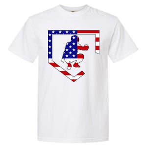 American Baseball Catcher Flag Garment-Dyed Heavyweight T-Shirt