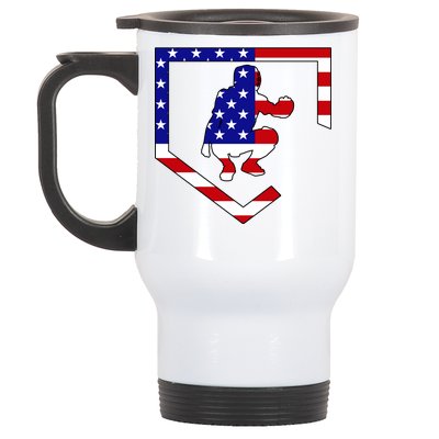 American Baseball Catcher Flag Stainless Steel Travel Mug