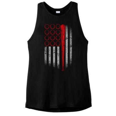 American Baseball Flag Ladies PosiCharge Tri-Blend Wicking Tank