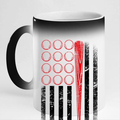 American Baseball Flag 11oz Black Color Changing Mug