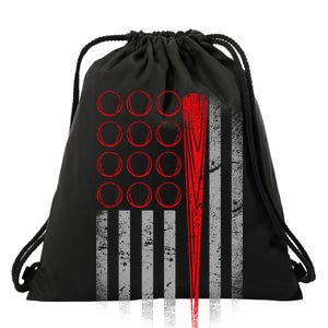 American Baseball Flag Drawstring Bag