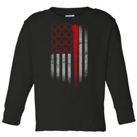 American Baseball Flag Toddler Long Sleeve Shirt