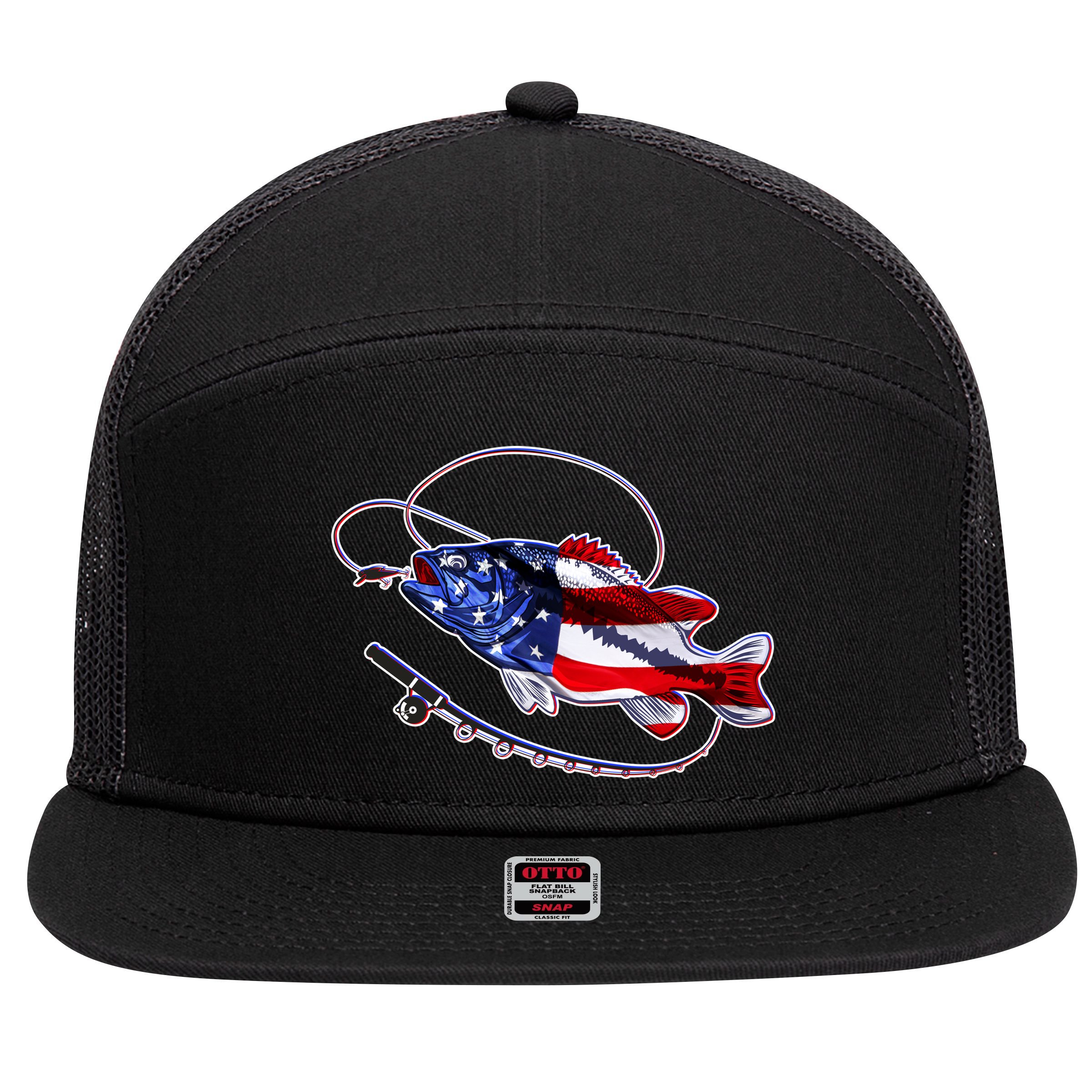 American Bass Fishing 7 Panel Mesh Trucker Snapback Hat