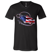 American Bass Fishing V-Neck T-Shirt