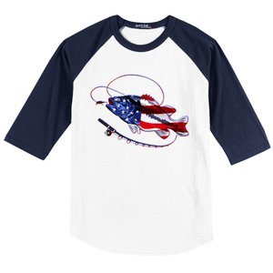 American Bass Fishing Baseball Sleeve Shirt