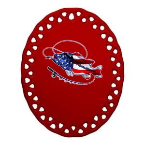 American Bass Fishing Ceramic Oval Ornament