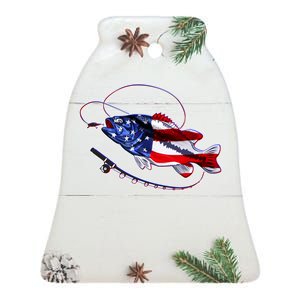 American Bass Fishing Ceramic Bell Ornament