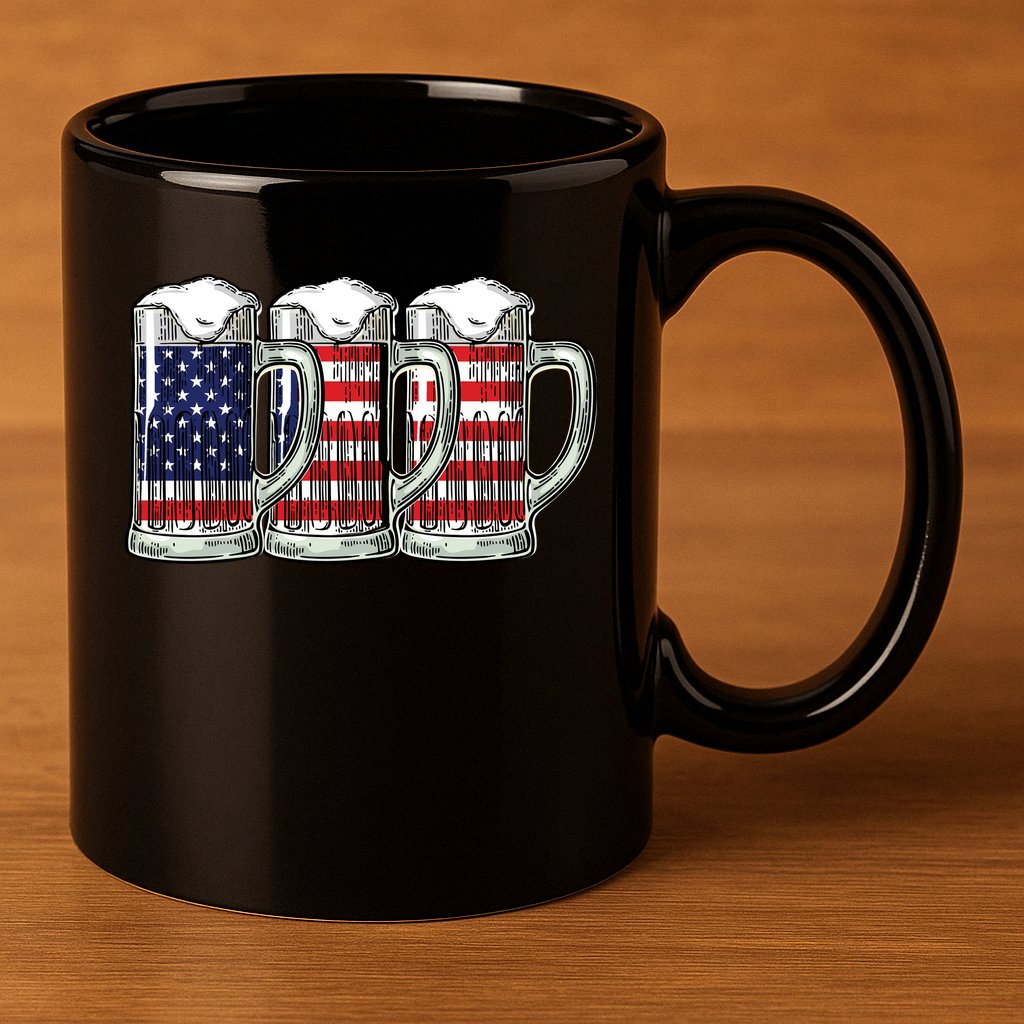 American Beer 11oz C Handle Ceramic Mug