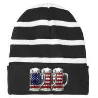 American Beer Striped Beanie with Solid Band