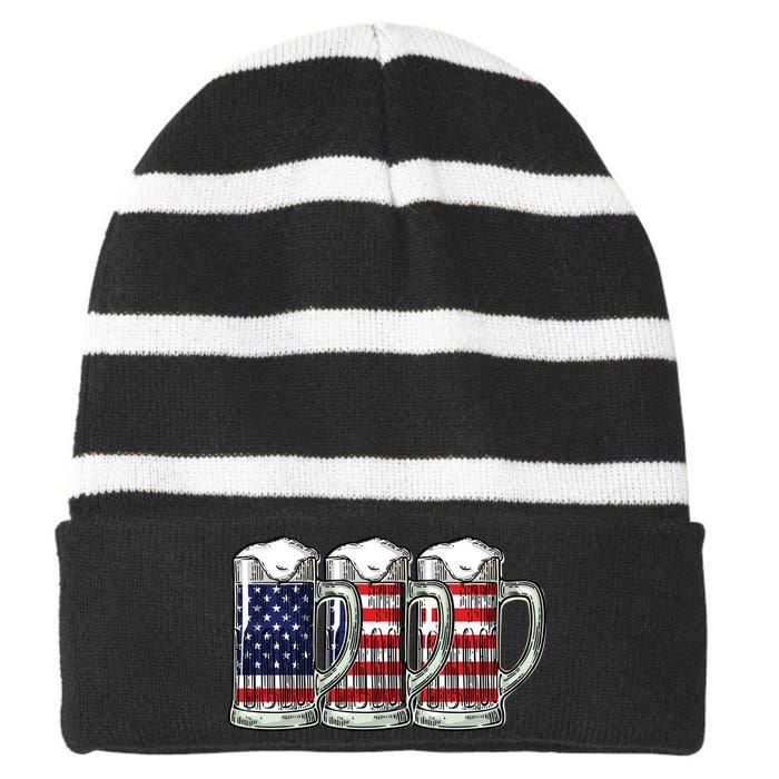 American Beer Striped Beanie with Solid Band