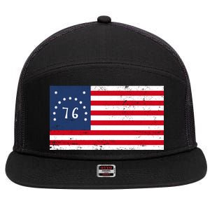 American Bennington Flag USA 1776  7 Panel Mesh Trucker Snapback Hat