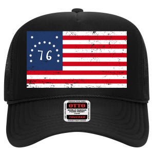 American Bennington Flag USA 1776  High Crown Mesh Back Trucker Hat