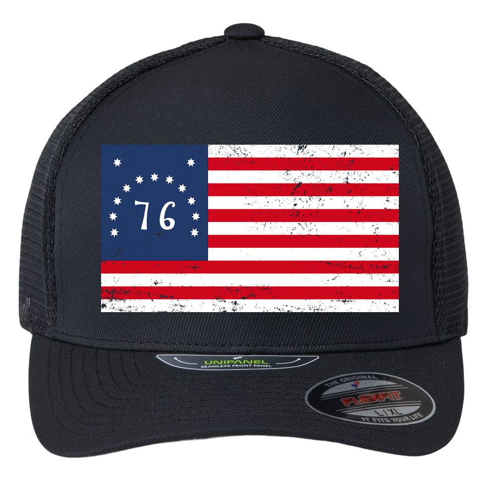 American Bennington Flag USA 1776  Flexfit Unipanel Trucker Cap