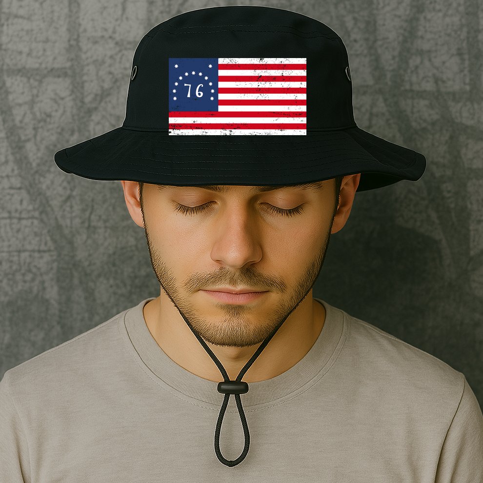 American Bennington Flag USA 1776  Bucket Hat