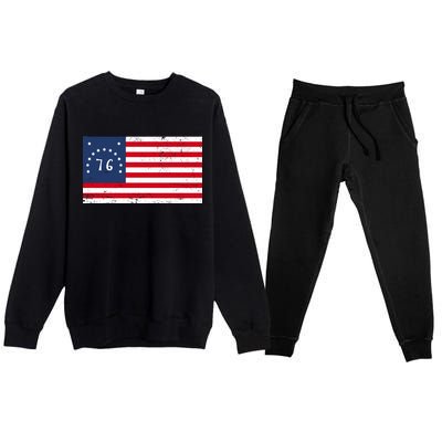 American Bennington Flag USA 1776  Premium Crewneck Sweatsuit Set