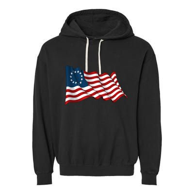 American Betsy Ross Waving Flag Garment-Dyed Fleece Hoodie