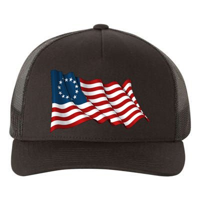 American Betsy Ross Waving Flag Yupoong Adult 5-Panel Trucker Hat