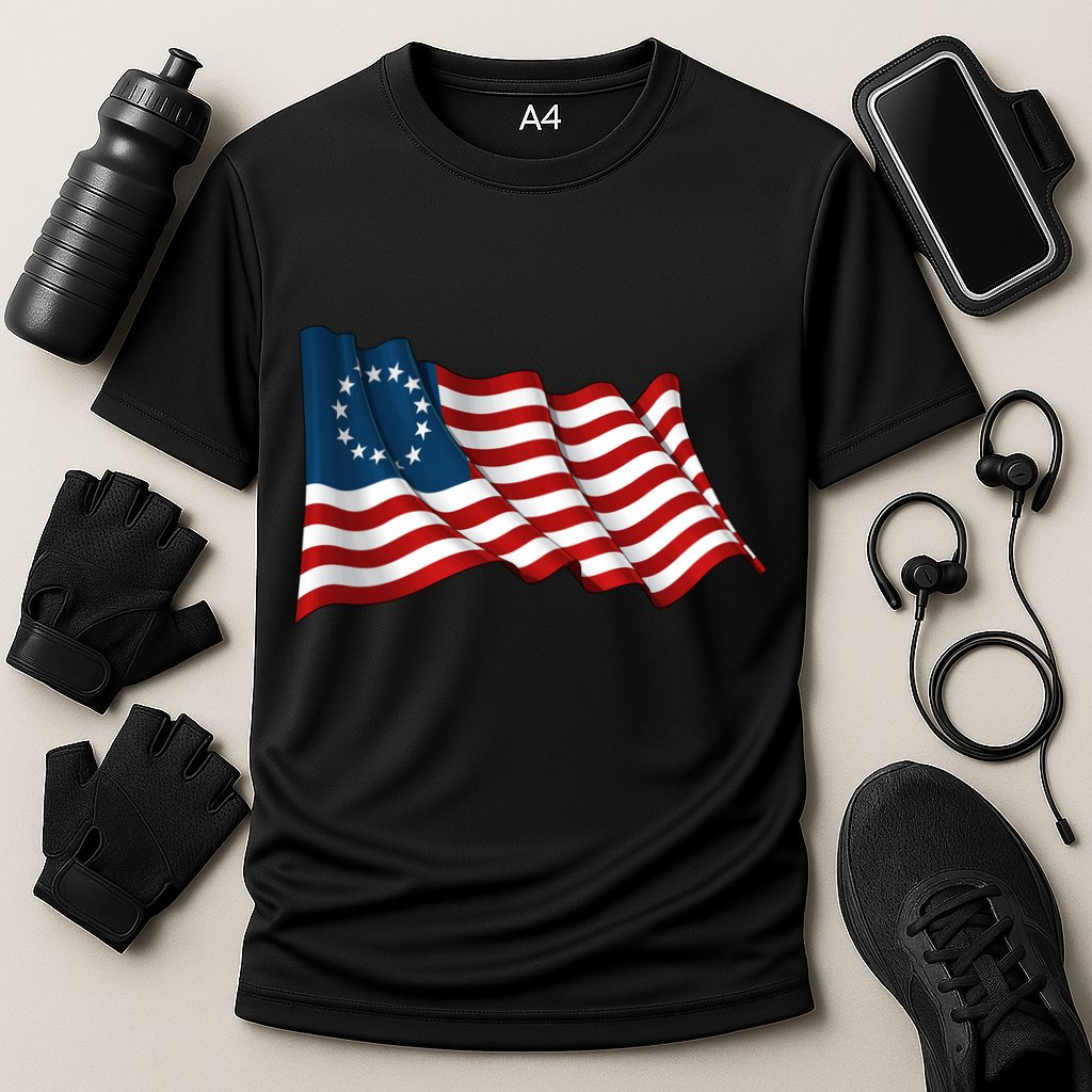 American Betsy Ross Waving Flag Performance Shirt