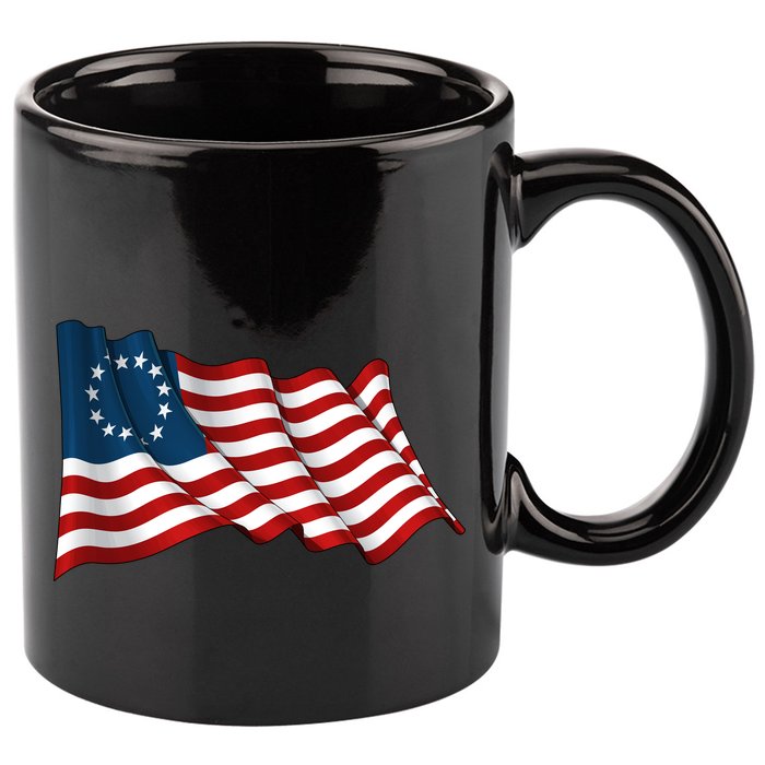 American Betsy Ross Waving Flag 11oz C Handle Ceramic Mug