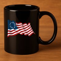 American Betsy Ross Waving Flag 11oz C Handle Ceramic Mug