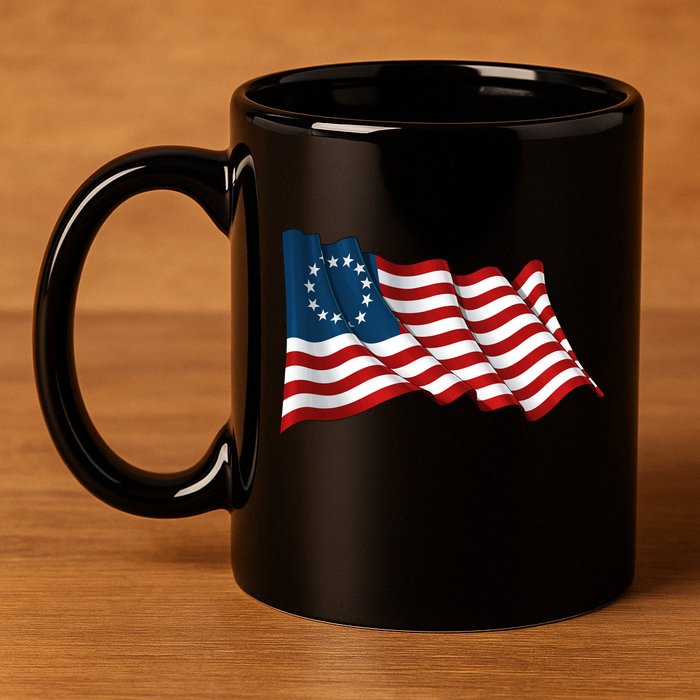 American Betsy Ross Waving Flag 11oz C Handle Ceramic Mug