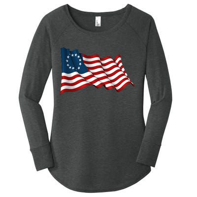 American Betsy Ross Waving Flag Women's Perfect Tri Tunic Long Sleeve Shirt