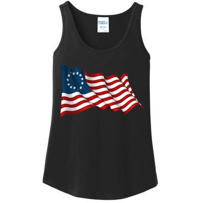 American Betsy Ross Waving Flag Ladies Essential Tank