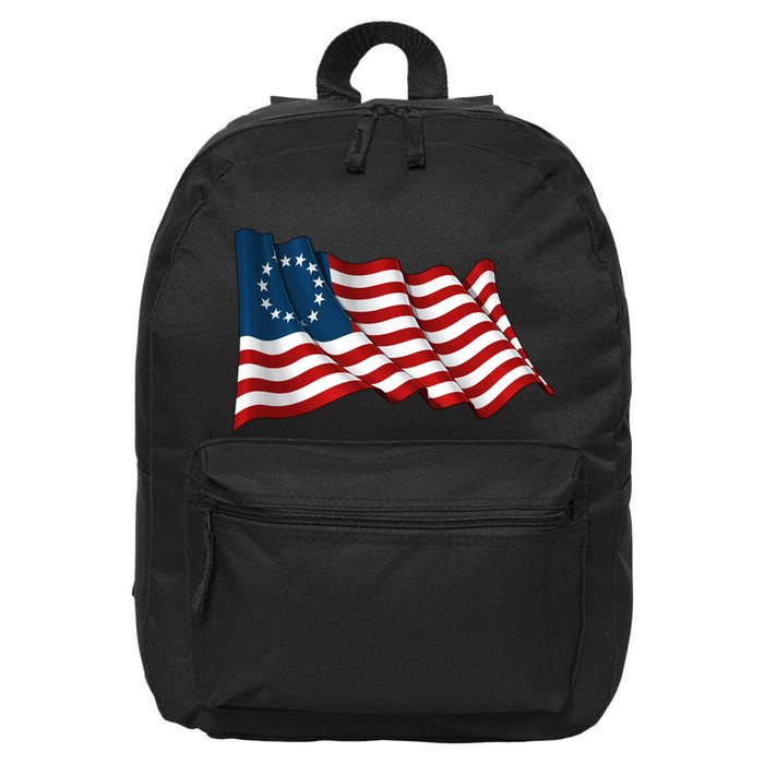 American Betsy Ross Waving Flag 16 in Basic Backpack