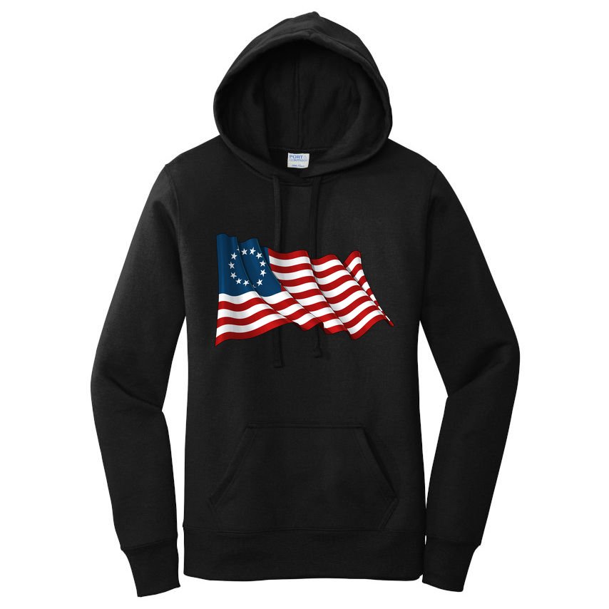 American Betsy Ross Waving Flag Women's Pullover Hoodie