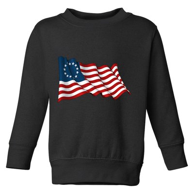 American Betsy Ross Waving Flag Toddler Sweatshirt