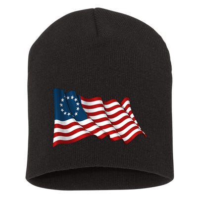 American Betsy Ross Waving Flag Short Acrylic Beanie