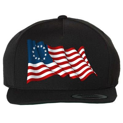 American Betsy Ross Waving Flag Wool Snapback Cap