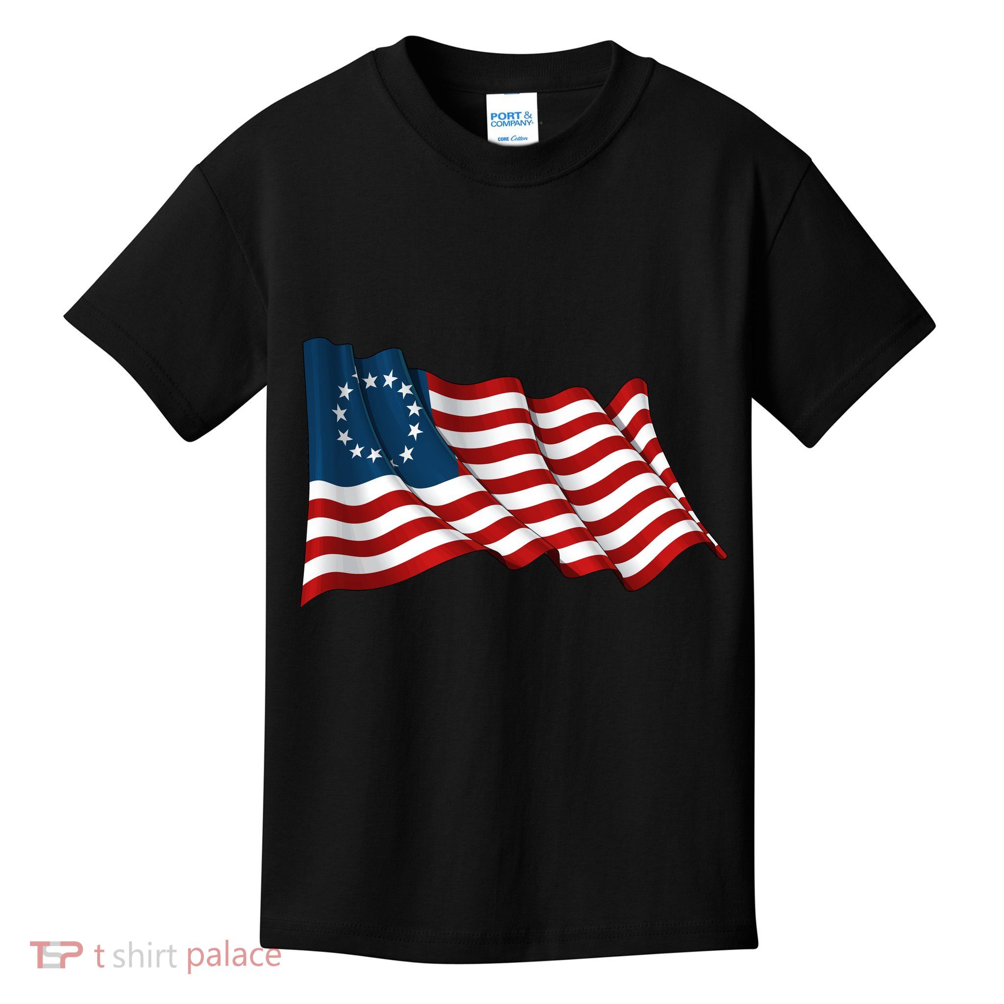 American Betsy Ross Waving Flag Kids T-Shirt