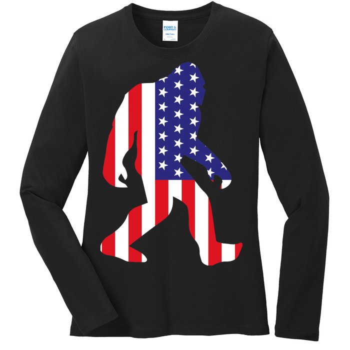 American bigfoot Ladies Long Sleeve Shirt