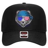 American Biker Bear High Crown Mesh Back Trucker Hat