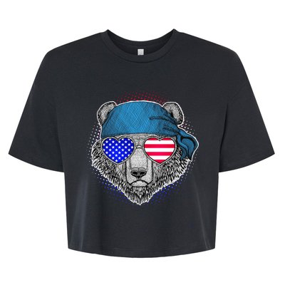 American Biker Bear Bella+Canvas Jersey Crop Tee