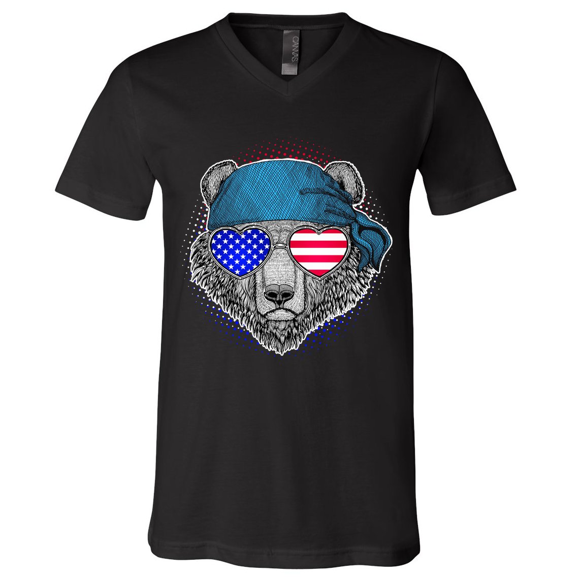 American Biker Bear V-Neck T-Shirt