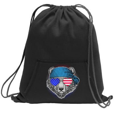 American Biker Bear Sweatshirt Cinch Pack Bag