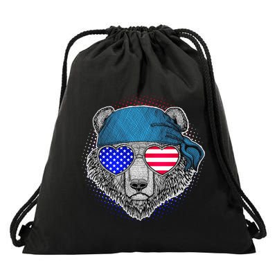 American Biker Bear Drawstring Bag