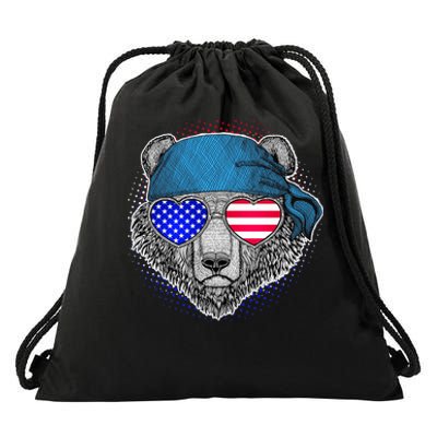 American Biker Bear Drawstring Bag