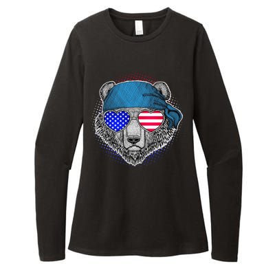 American Biker Bear Womens CVC Long Sleeve Shirt