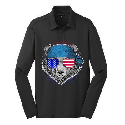 American Biker Bear Silk Touch Performance Long Sleeve Polo