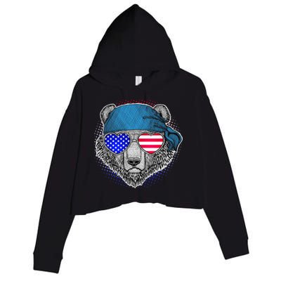 American Biker Bear Crop Fleece Hoodie