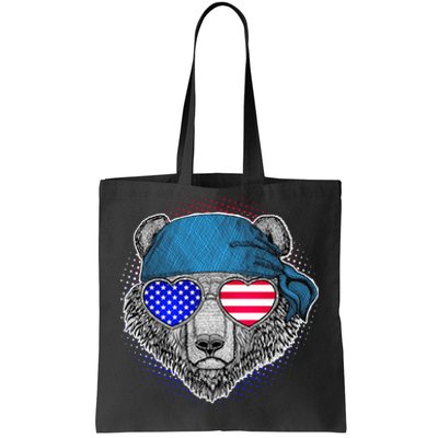 American Biker Bear Tote Bag