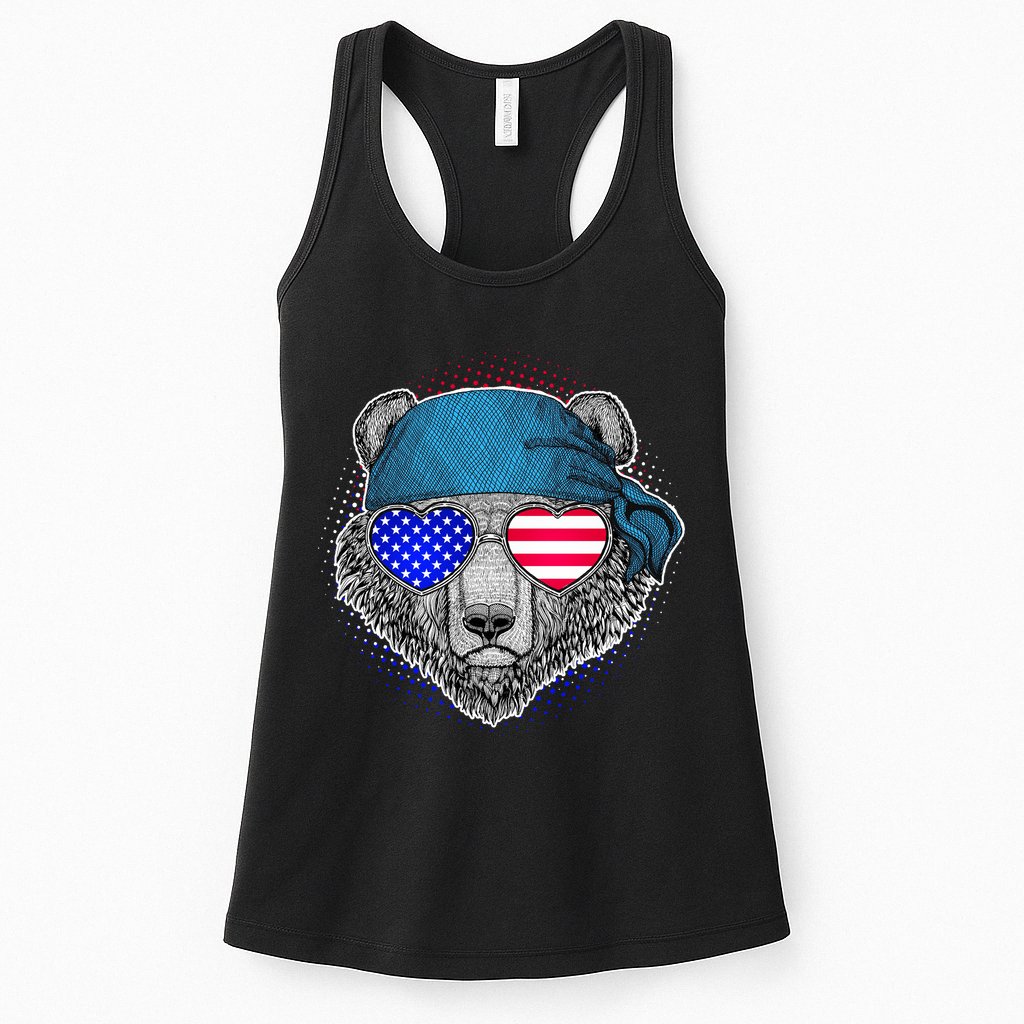 American Biker Bear Womens Tank Top