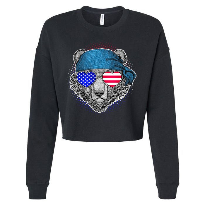 American Biker Bear Cropped Pullover Crew