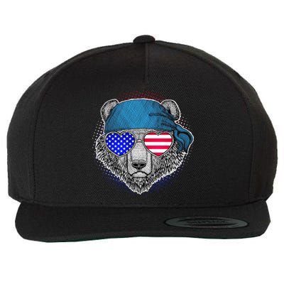 American Biker Bear Wool Snapback Cap