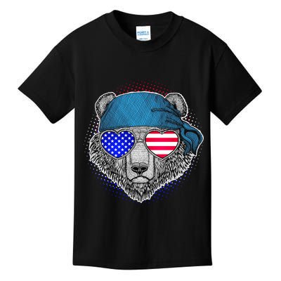 American Biker Bear Kids T-Shirt